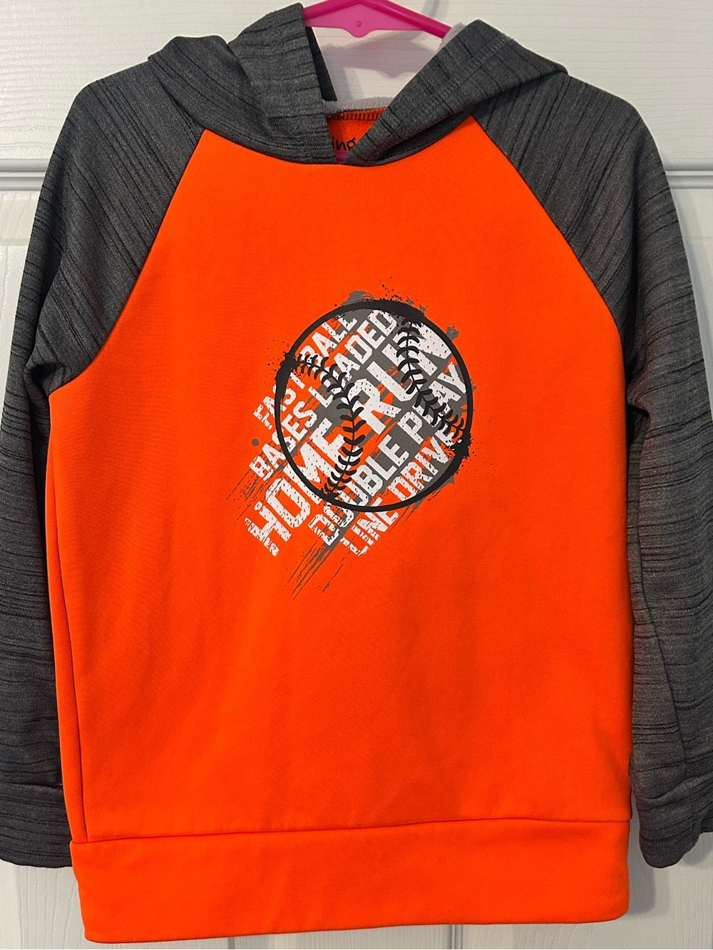 Boys, jumping beans, Orange & Gray Baseball Graphic Lightweight, Hoodie, 6
